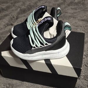 Adidas Kids Black and Mint Sneakers